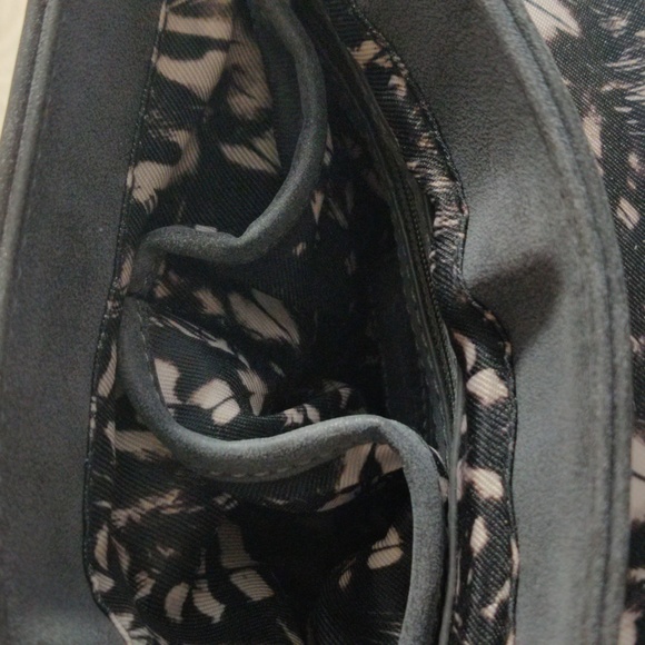 Jessica Simpson Blue Gray Leather Fringed  And Studded Crossbody Handbag Purse - Picture 8 of 14